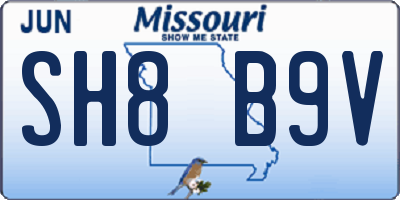 MO license plate SH8B9V