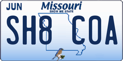 MO license plate SH8C0A