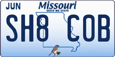 MO license plate SH8C0B