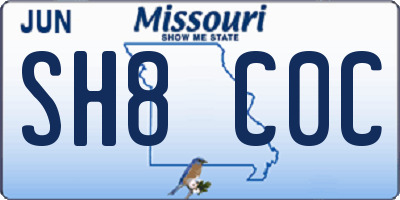 MO license plate SH8C0C