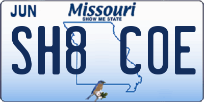 MO license plate SH8C0E