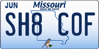 MO license plate SH8C0F