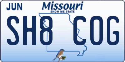 MO license plate SH8C0G
