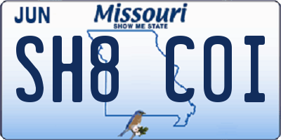MO license plate SH8C0I