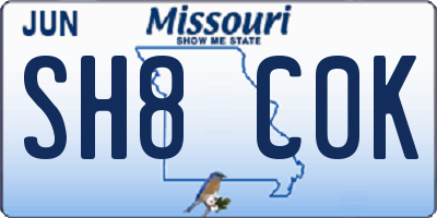 MO license plate SH8C0K