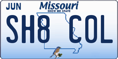 MO license plate SH8C0L