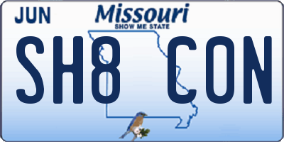 MO license plate SH8C0N