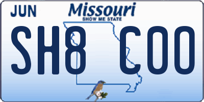 MO license plate SH8C0O