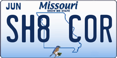 MO license plate SH8C0R