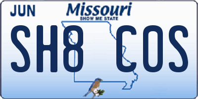 MO license plate SH8C0S
