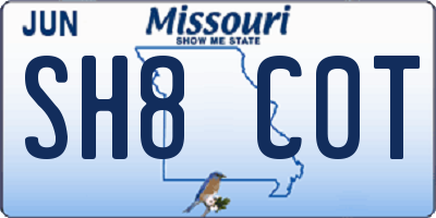 MO license plate SH8C0T