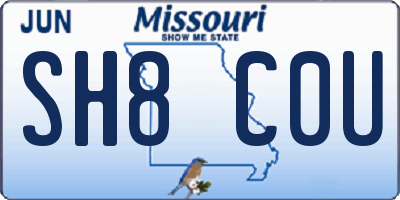 MO license plate SH8C0U