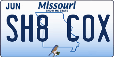MO license plate SH8C0X