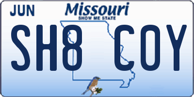 MO license plate SH8C0Y