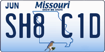 MO license plate SH8C1D