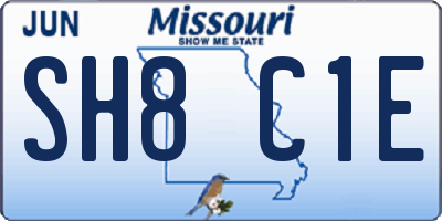 MO license plate SH8C1E