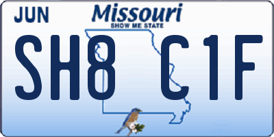 MO license plate SH8C1F
