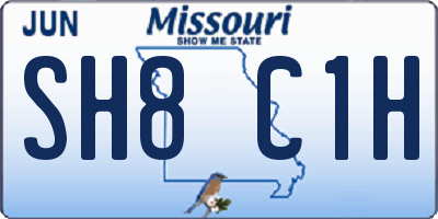 MO license plate SH8C1H