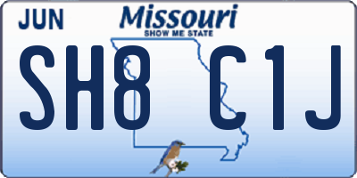 MO license plate SH8C1J