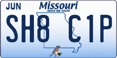 MO license plate SH8C1P