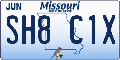 MO license plate SH8C1X