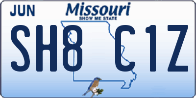 MO license plate SH8C1Z