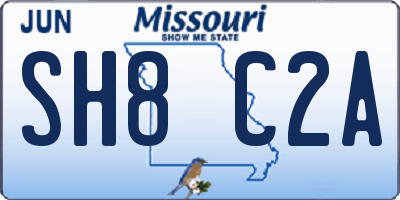 MO license plate SH8C2A
