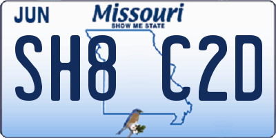 MO license plate SH8C2D