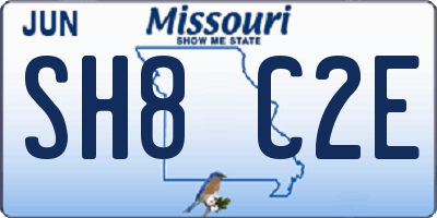 MO license plate SH8C2E