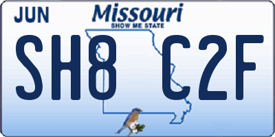 MO license plate SH8C2F