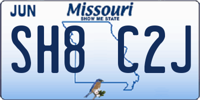MO license plate SH8C2J