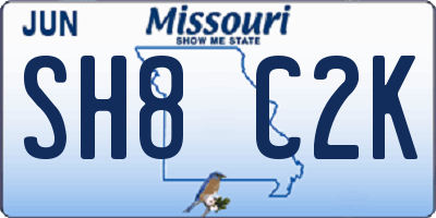 MO license plate SH8C2K
