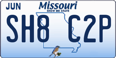 MO license plate SH8C2P