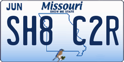 MO license plate SH8C2R