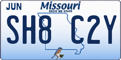 MO license plate SH8C2Y