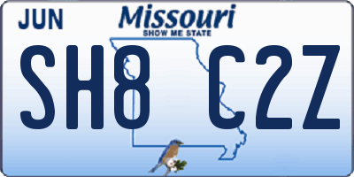 MO license plate SH8C2Z
