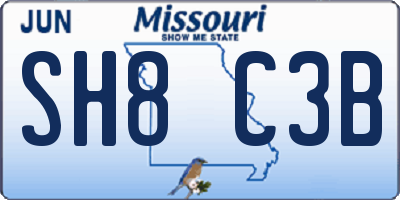 MO license plate SH8C3B