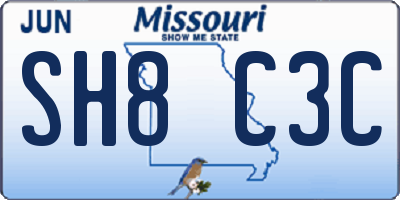 MO license plate SH8C3C