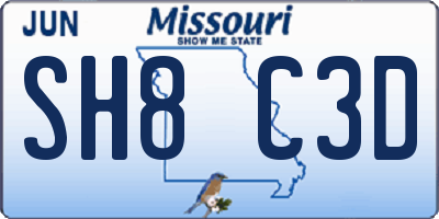 MO license plate SH8C3D