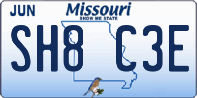 MO license plate SH8C3E