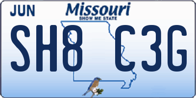 MO license plate SH8C3G