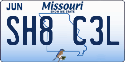 MO license plate SH8C3L