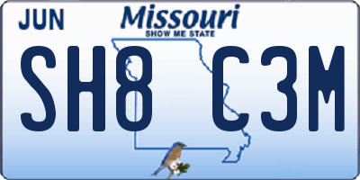 MO license plate SH8C3M