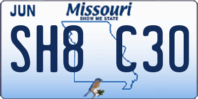 MO license plate SH8C3O