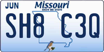 MO license plate SH8C3Q