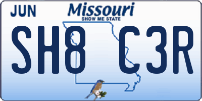 MO license plate SH8C3R