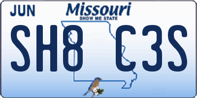 MO license plate SH8C3S