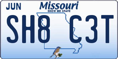MO license plate SH8C3T