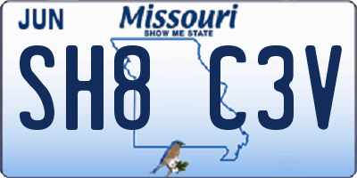 MO license plate SH8C3V