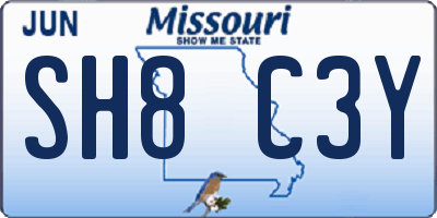MO license plate SH8C3Y